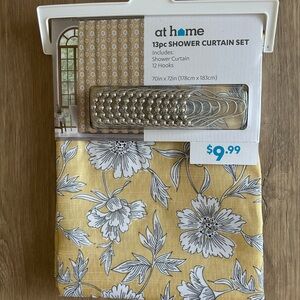 Yellow Floral Shower Curtain Set